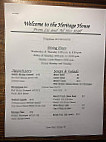 Heritage House menu
