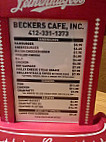 Becker's Cafe menu