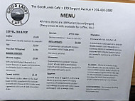 The Good Lands Cafe menu