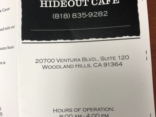 Hideout Cafe Breakfast, Coffee, Lunch, Fresh Juices And Catering
