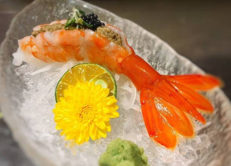 Mǔ Dān Xiā Wèi Cēng Tóu Tāng Japanese Spot Prawn Sashimi