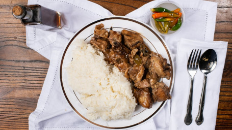 Double Chicken Adobo Over Rice