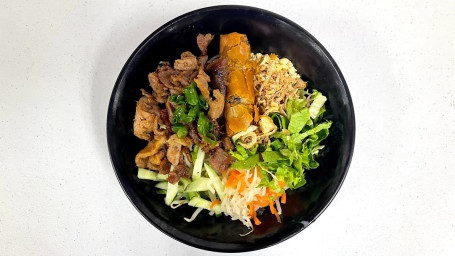 Bun Thit Nuong Cha Gio Noodles With Grilled Bbq Pork And Egg Roll