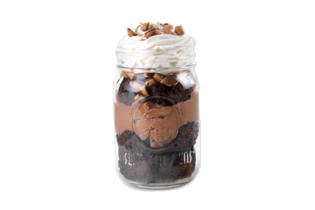 Chocolade Brownie Pudding Jar Dessert