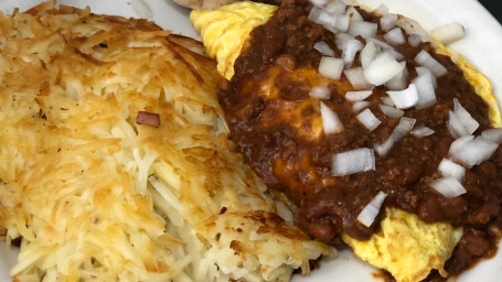 Chili Bean, Onion Cheese Omelet