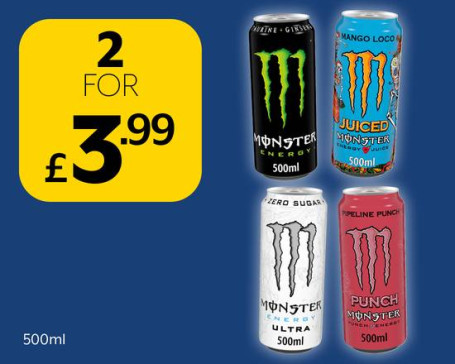 Monster Drinks 2 For £3.99