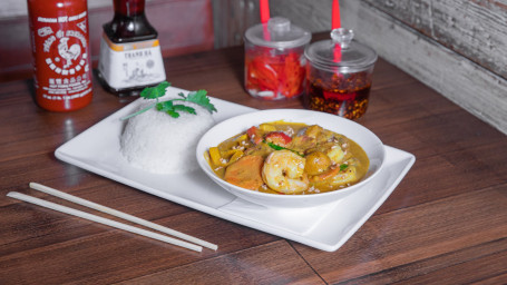 Vietnamese Curry Met Grote Garnalen (Gf)
