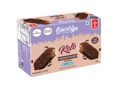 Keto Hazelnut Rocher Chocolate Coated Ice Cream Bars Multipack 4 X 55Ml
