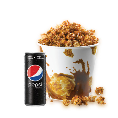 Popcorn Caramel Regular Pepsi Zwart Blik