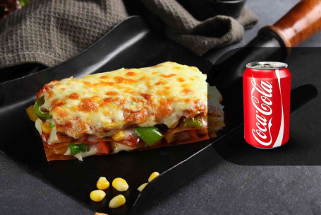 Corn Pepper Lasagne Coke