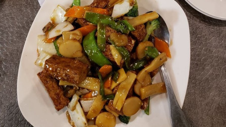 41. Fried Bean Curd With Mushrooms Vegetables