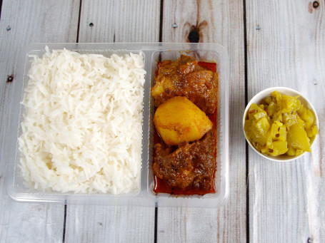Rice Sabji Chicken Curry (2 Pcs) Combo