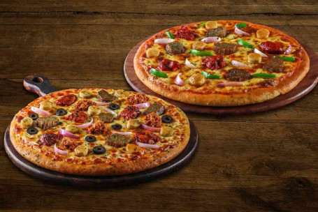 To Fyldte-Ikke-Vegetabilske Medium Pizzakombinationer.