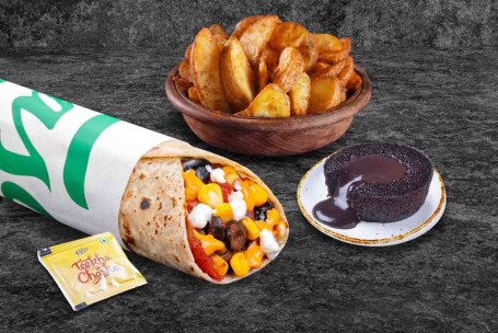 (Serves 1) Super Saver Baked Veg Pizza Wrap Meal Dessert