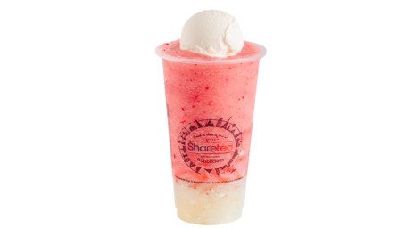 Strawberry Ice Blended with Lychee Jelly and Ice Cream