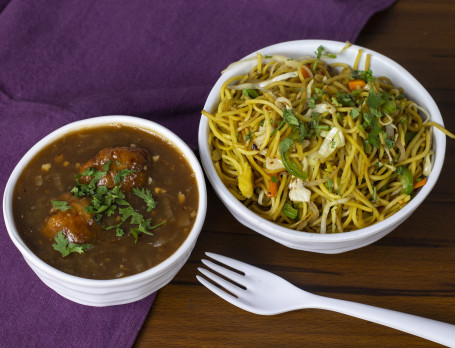 Vegetable Manchurian+Hakka Noodles