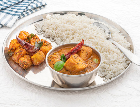 Marina Meen Kozhambu, Potato Varuval And Rice