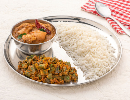 Chicken Karaikudi And Bhindi Masala Meal