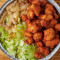 #17 Fried Chicken Bites, White Rice, Sauteed Onions, Lettuce, Sweet Bbq Sauce, Spicy Mayo