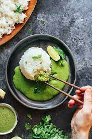Veg Green Curry Rice With Sticky Rice