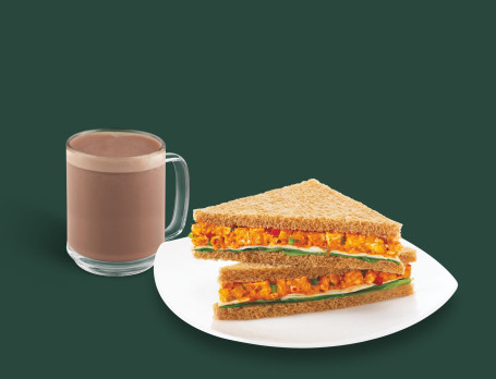 Tall Signature Hot Chocolate Con Tandoori Paneer Sandwich