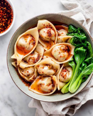 Chicken Sichuan Wantons Steamed 5Pcs [Tossed In Chilli Olive Oil]