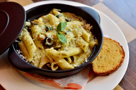 Mushroom Olive Penne Pesto Pasta