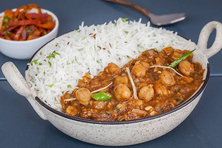 Choley-Jeera Rice With Salad