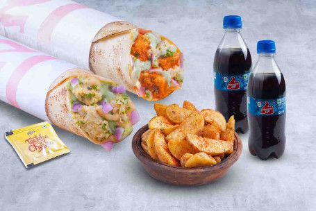 [Chef Recommended] (Serves 2) Double Value Non-Veg Wrap Meal 2 Thums Up