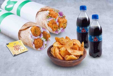 (Serves 2) Double Value Veg Wrap Meal 2 Thums Up