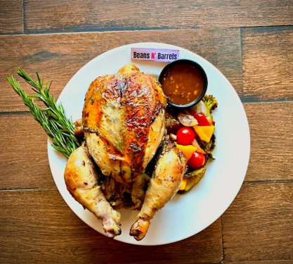 Whole Roasted Chicken With Mashed Potato, Saute Veggies Brown Sauce