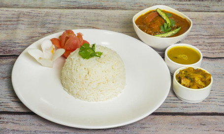 Plain Rice Dal Seasonal Vegetable Chicken Curry (1 Pc)