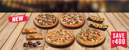 Combo De Petrecere 4 Soiuri De Pizza Cu Legume Sides Desert