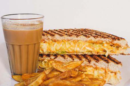 Veg Grilled Sandwich Special Kadak Adraki Elaichi Chai