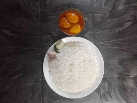 Plain Rice Egg Curry [1 Piece] With Aloo [1 Piece]