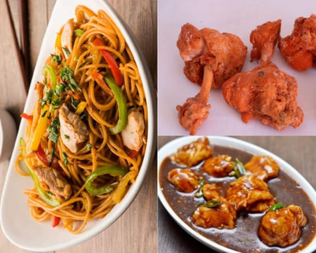 Chicken Hakka Noodles 750Ml+Chicken Lollipop(2Pcs)+Chicken Manchurian Gravy 3Pcs 250Ml