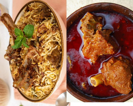 Mutton Biryani [750Ml] Mutton Rogan Josh[2Pcs] Raita