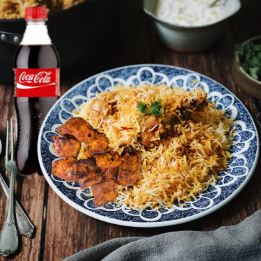 Chicken Biriyani With Boti Kebab And Coke