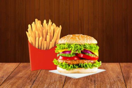 Chicken Burger Crispy Fries