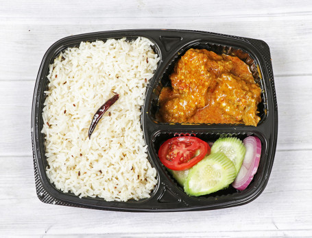 Salad, Jeera Rice With Chicken Kasha