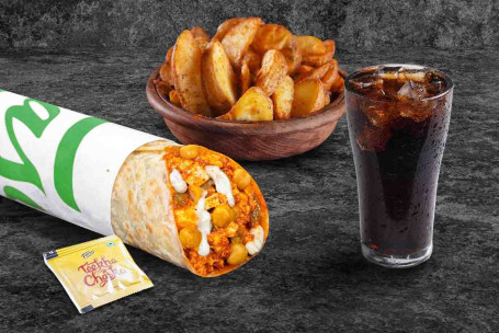 (Serves 1) Chole Paneer Wrap Wedges Thums Up Meal