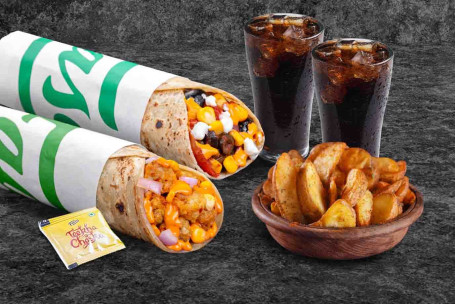 (Per 2 Persone) Mexicana Salsa Baked Veg Pizza Wraps Meal