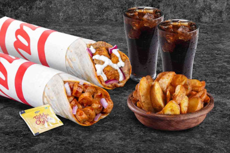 (Serves 2) Smoked Sausage Bhuna Chicken Overload Wraps Meal