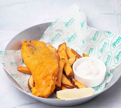 Fish And Chips Batter Fried Kolkata Bhetki, Homemade Chunky Fries, Tarter Sauce