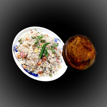 Mixed Fried Rice With 3 Pieces Chicken Kosha And Salad