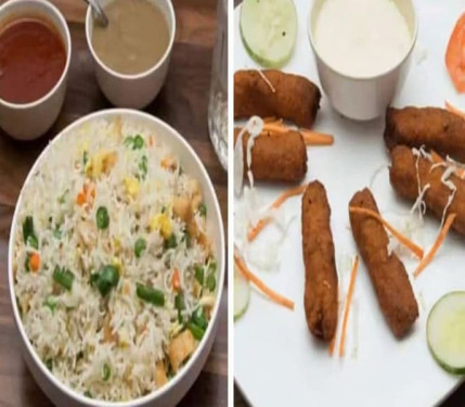 Chicken Fried Rice [400Ml] Fish Finger Dry [2 Pieces]