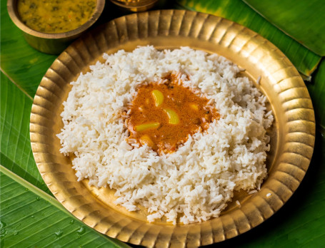 Steamed Rice, Poondu Kozhambu, Kootu, Vegetable Of The Day