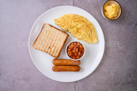 Choice Of Omelette With Chicken Sausage,Bacon, Baked Beans &Toast