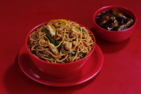 Chicken Singapore Noodles With Black Pepper Chicken (l)