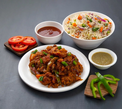 Veg Fried Rice (2) Gobi Manchurian